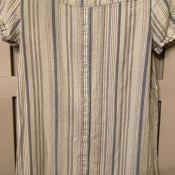 CLOTH & Stone Anthropologie Linen Blend Striped Shirt Dress Button Back Size XS - Picture 13 of 14